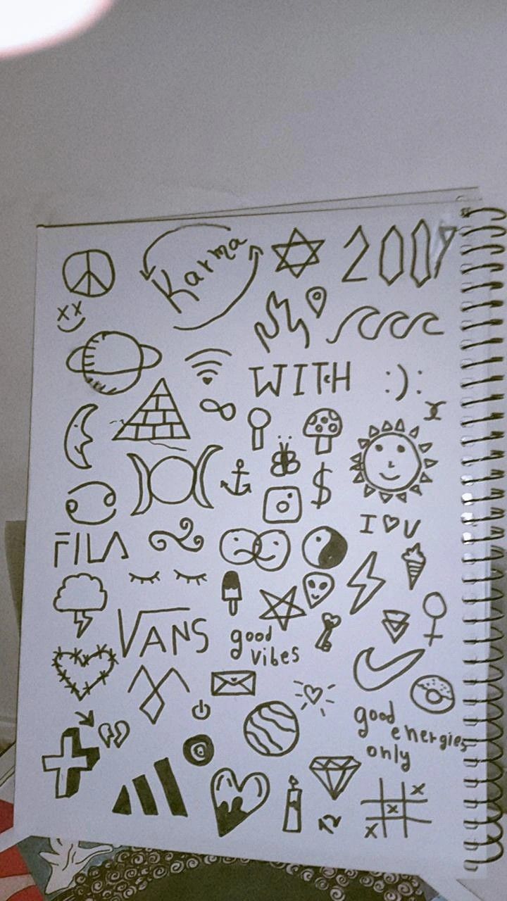 Desenho para Desenhar no Caderno de diversos símbolos e ícones