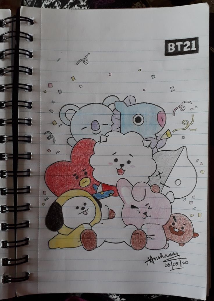 Desenho para Desenhar no Caderno de personagens fofos BT21