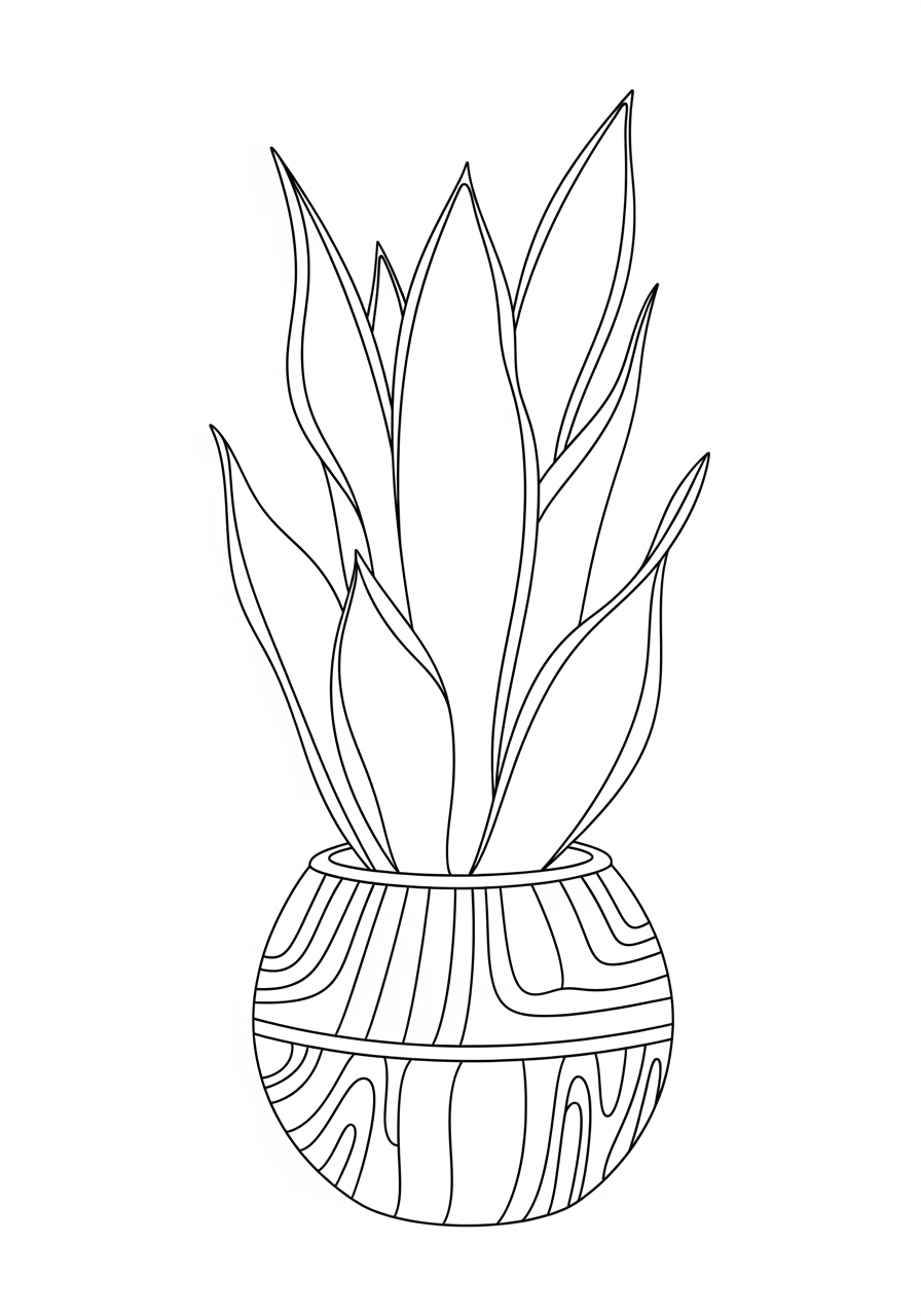 Desenho Aesthetic de planta em vaso para colorir