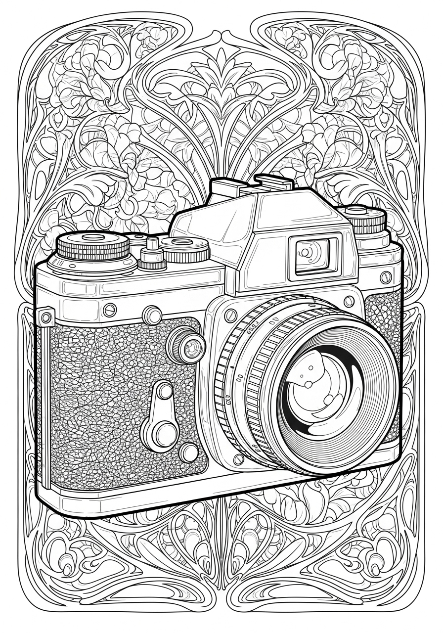 Desenho Aesthetic de câmera vintage para colorir