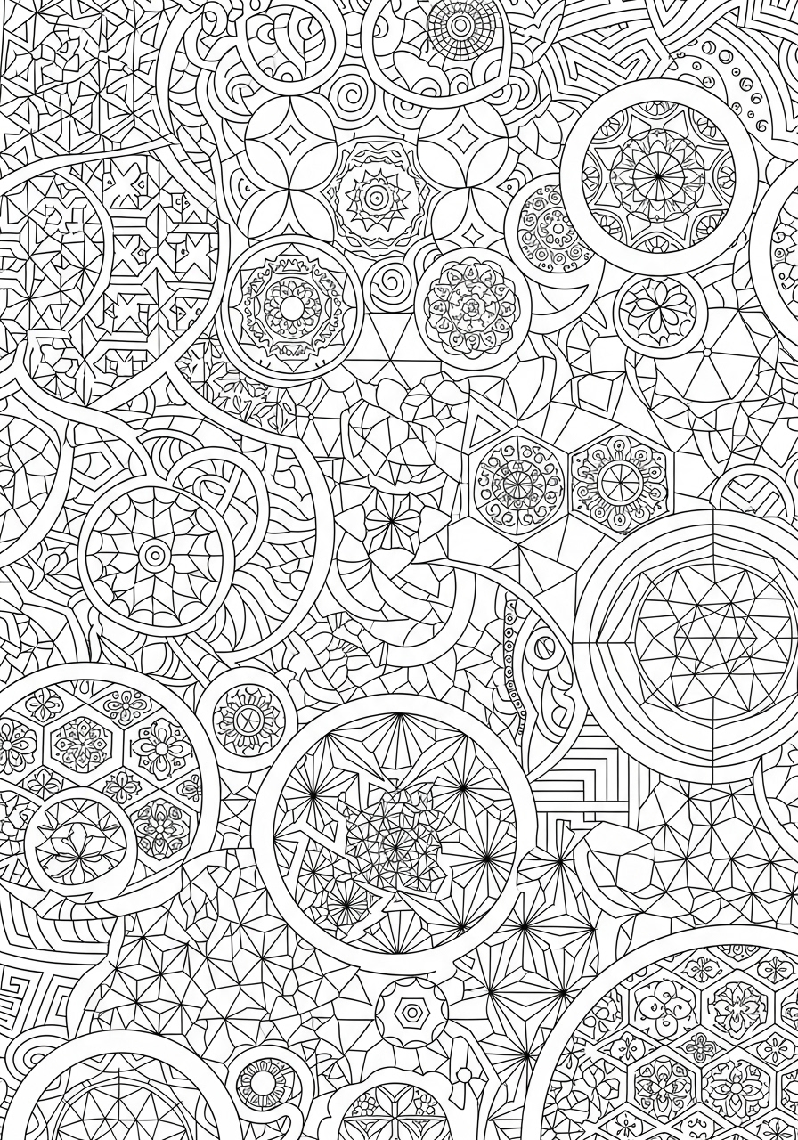 Desenho Aesthetic de mandalas e padrões geométricos para colorir
