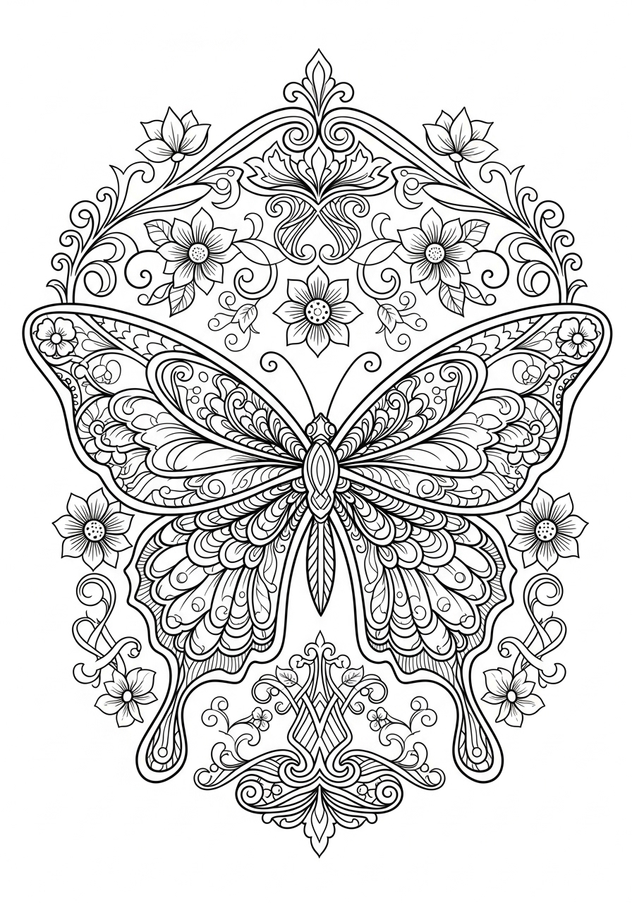 Desenho Aesthetic de borboleta detalhada para colorir