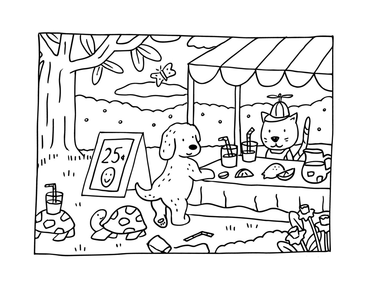 Desenho Bobbie Goods animais em um quiosque para colorir
