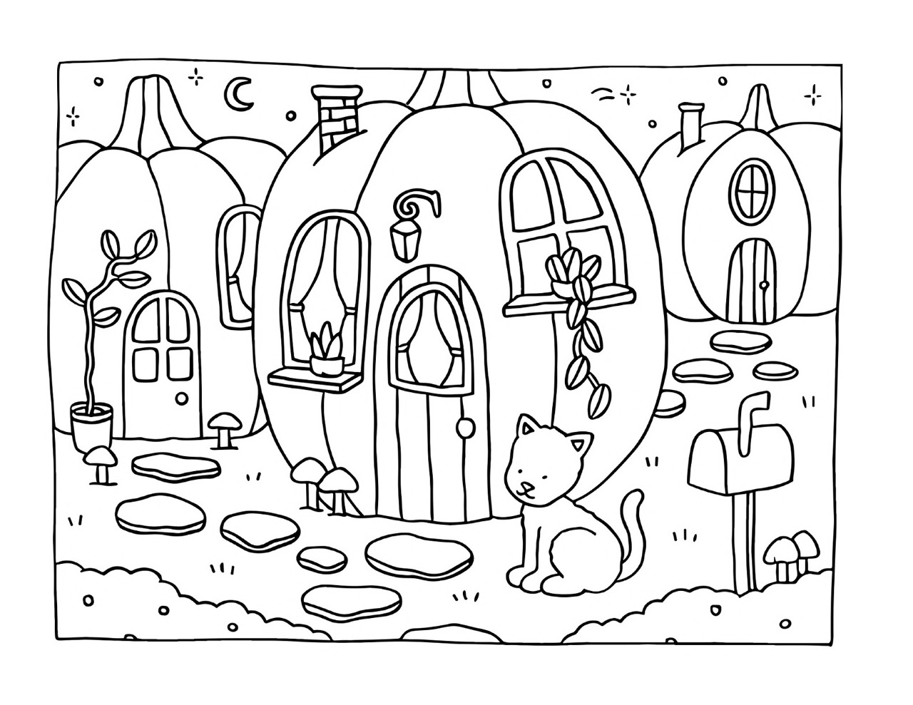 Casas de Abóbora Bobbie Goods para Colorir e Imprimir Casas de Abóbora Bobbie Goods para Colorir e Imprimir