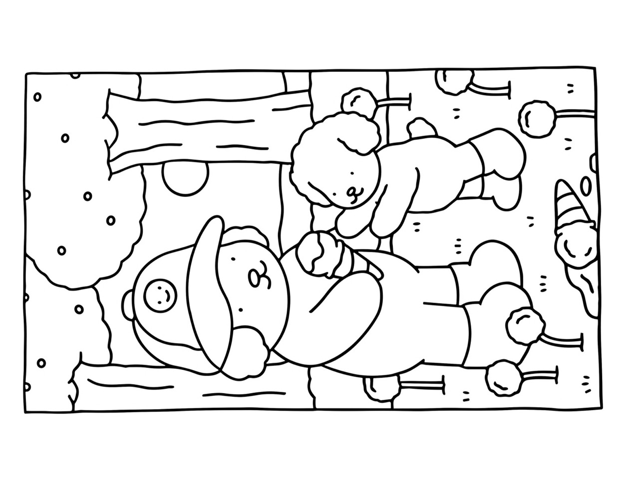 Desenho Bobbie Goods com animais na floresta para colorir