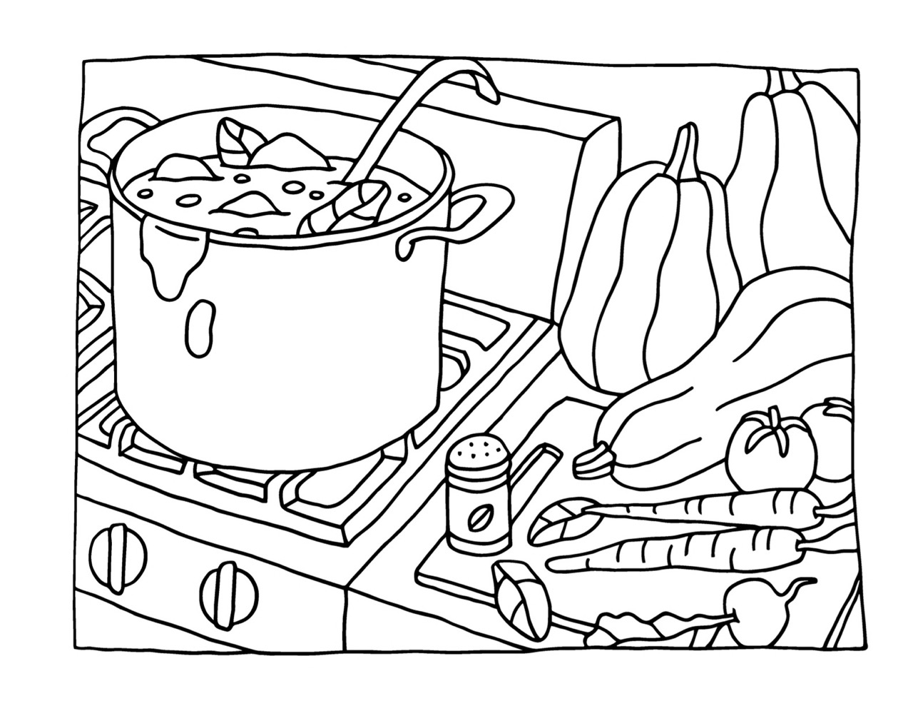 Desenho Bobbie Goods sopa e legumes para colorir