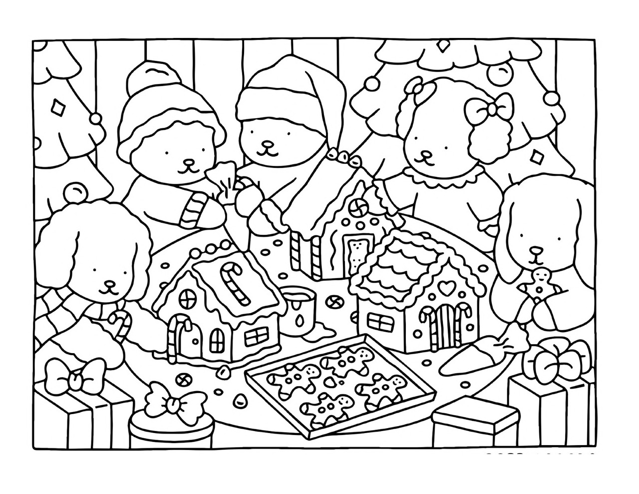 Bobbie Goods Animais Fazendo Casinha de Gengibre para Colorir Bobbie Goods Animais Fazendo Casinha de Gengibre para Colorir