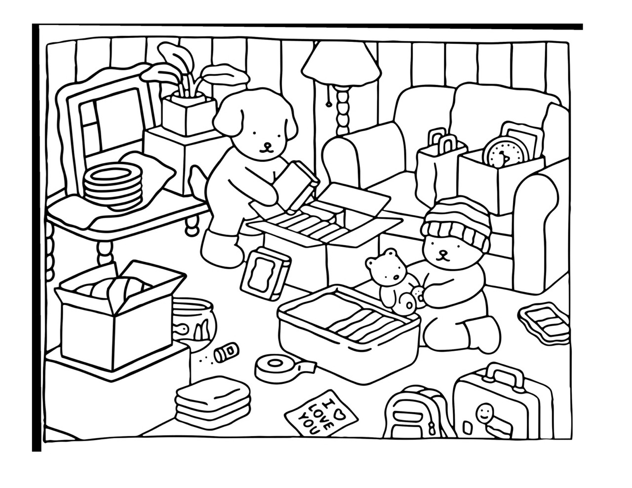 Desenho Bobbie Goods ursos arrumando caixas para imprimir