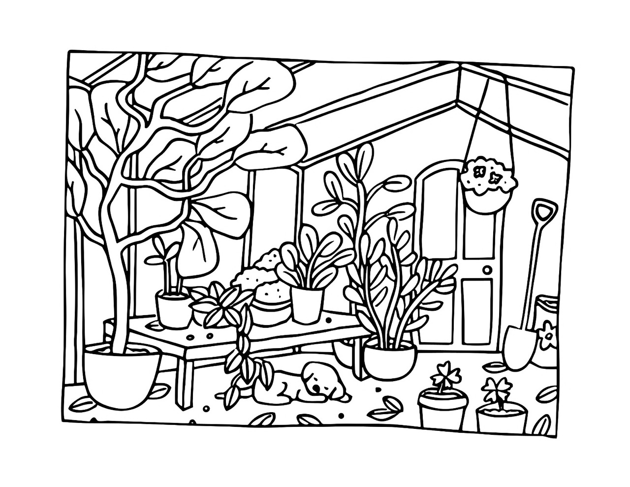 Desenho Bobbie Goods de estufa com plantas para colorir