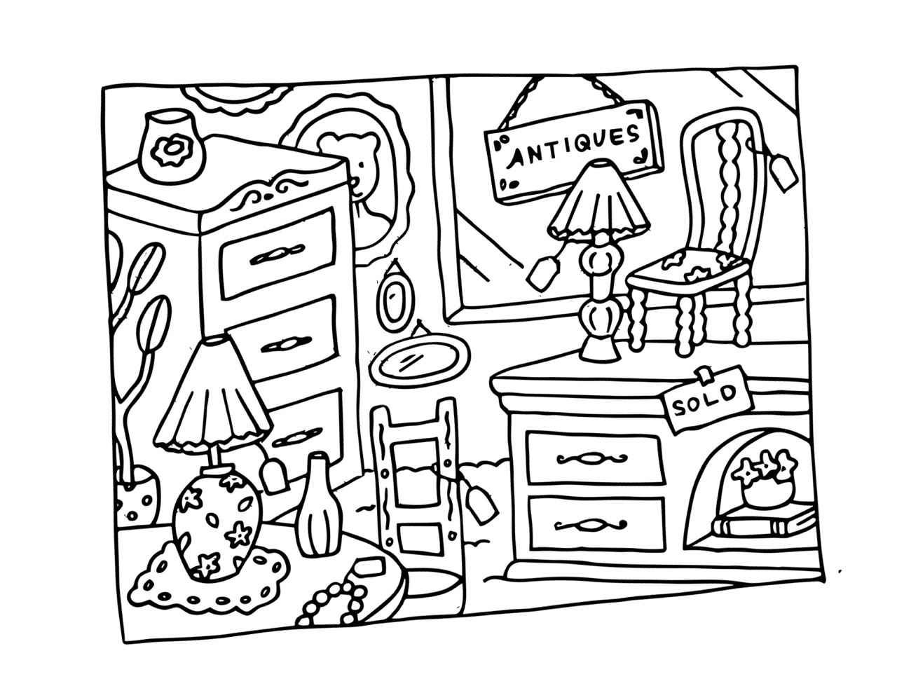 Desenho Bobbie Goods de móveis antigos para colorir