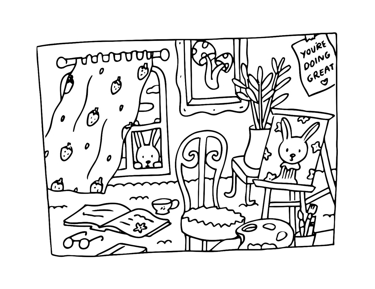 Desenho Bobbie Goods de uma sala aconchegante para colorir