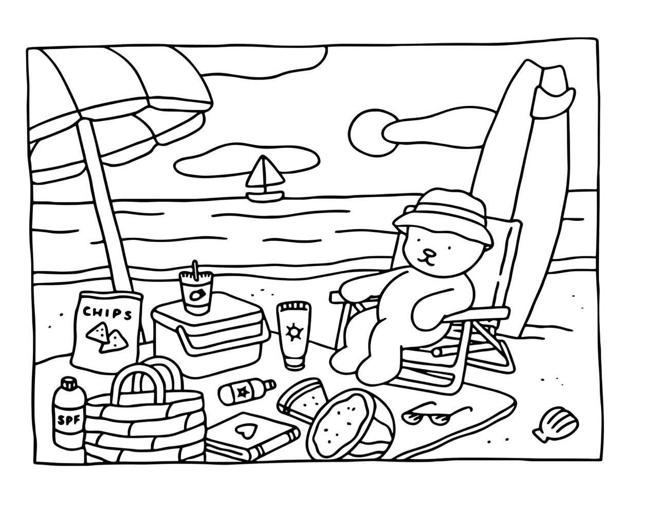 Desenho Bobbie Goods na praia para colorir