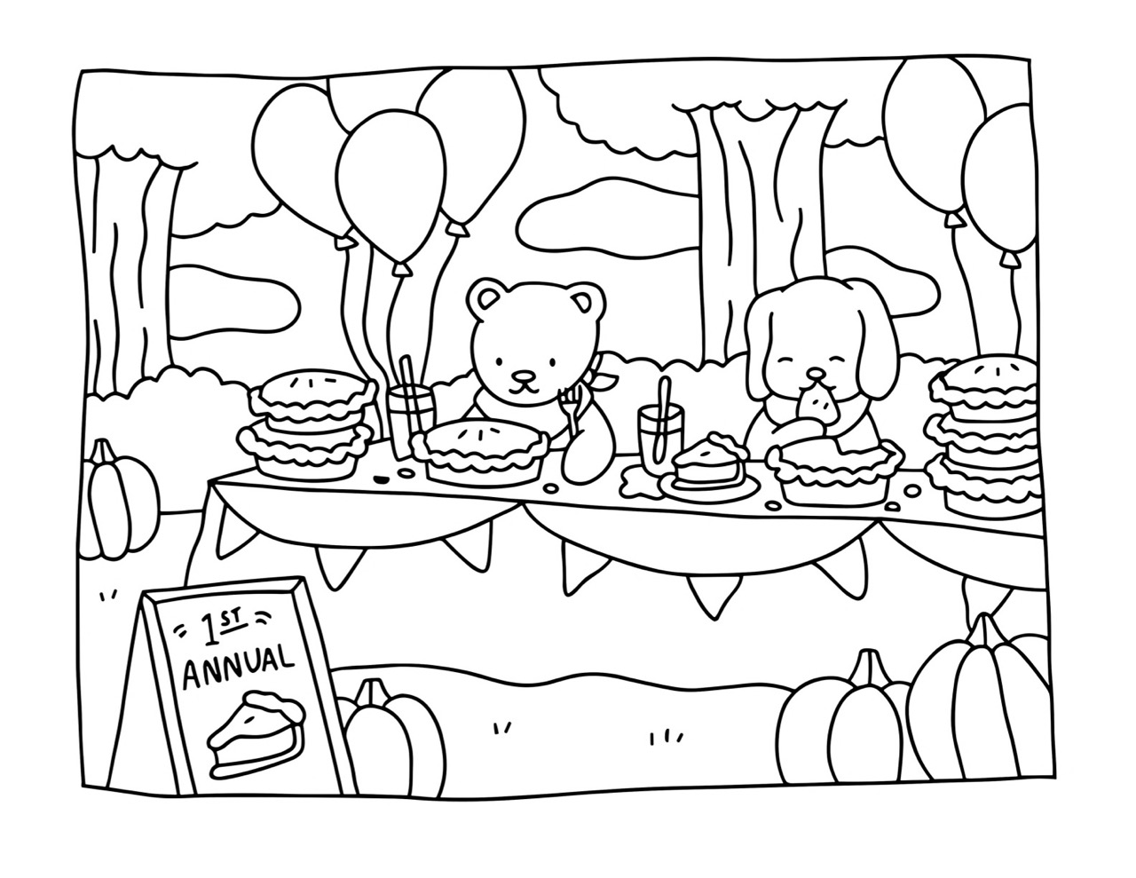 Desenho Bobbie Goods de festa com ursos para colorir