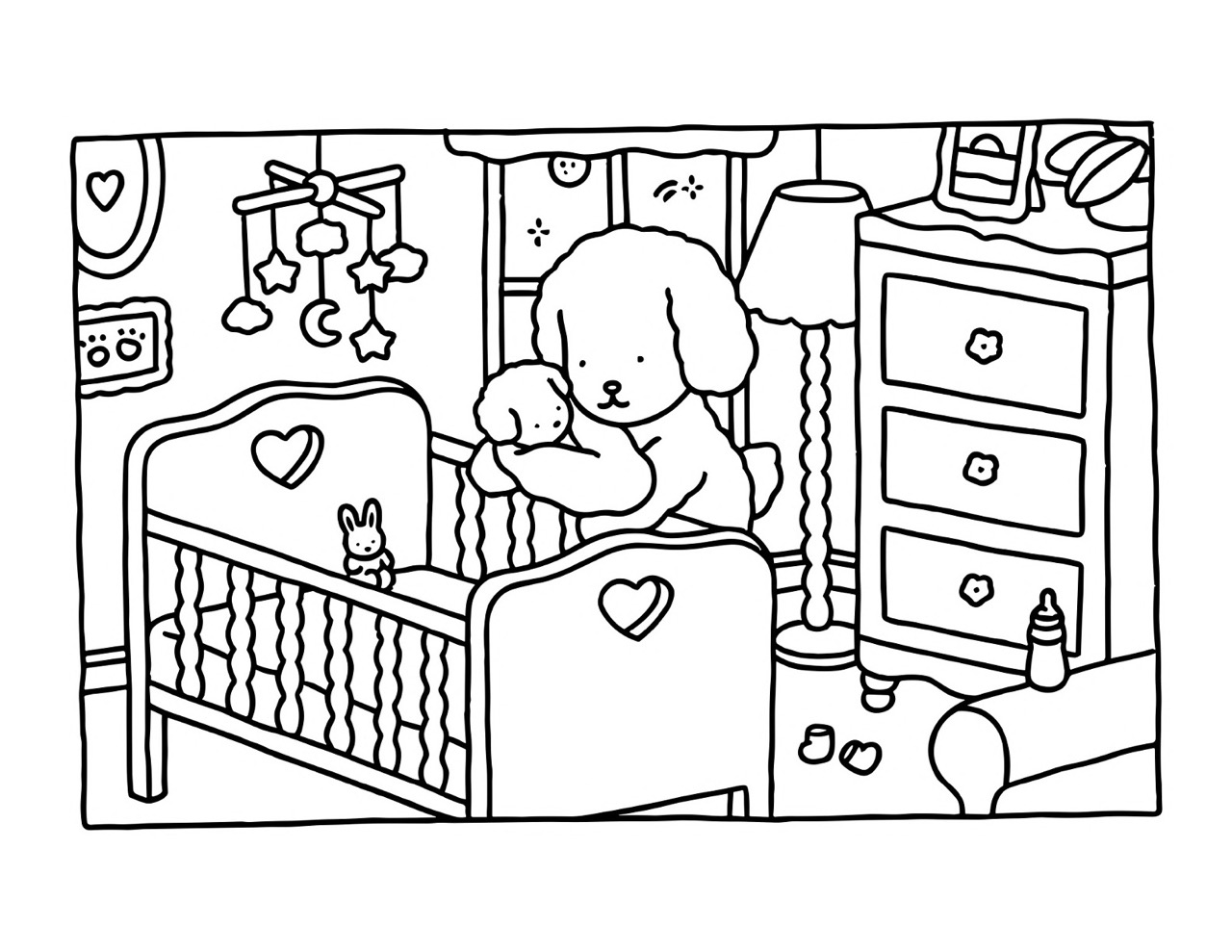 Desenho Bobbie Goods de um cachorro com bebê para colorir