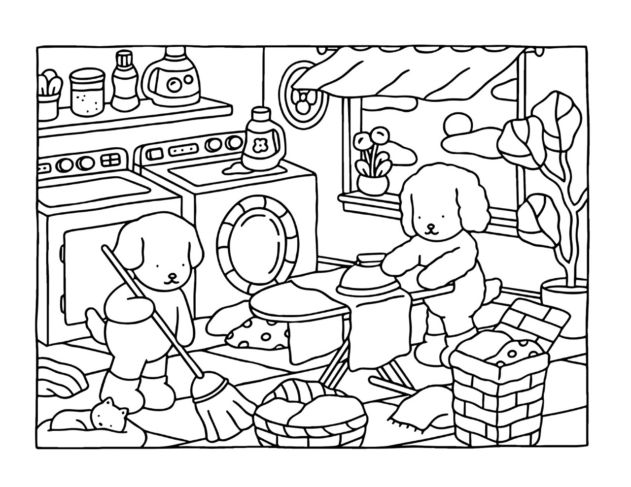 Desenho Bobbie Goods cães fazendo tarefas para imprimir