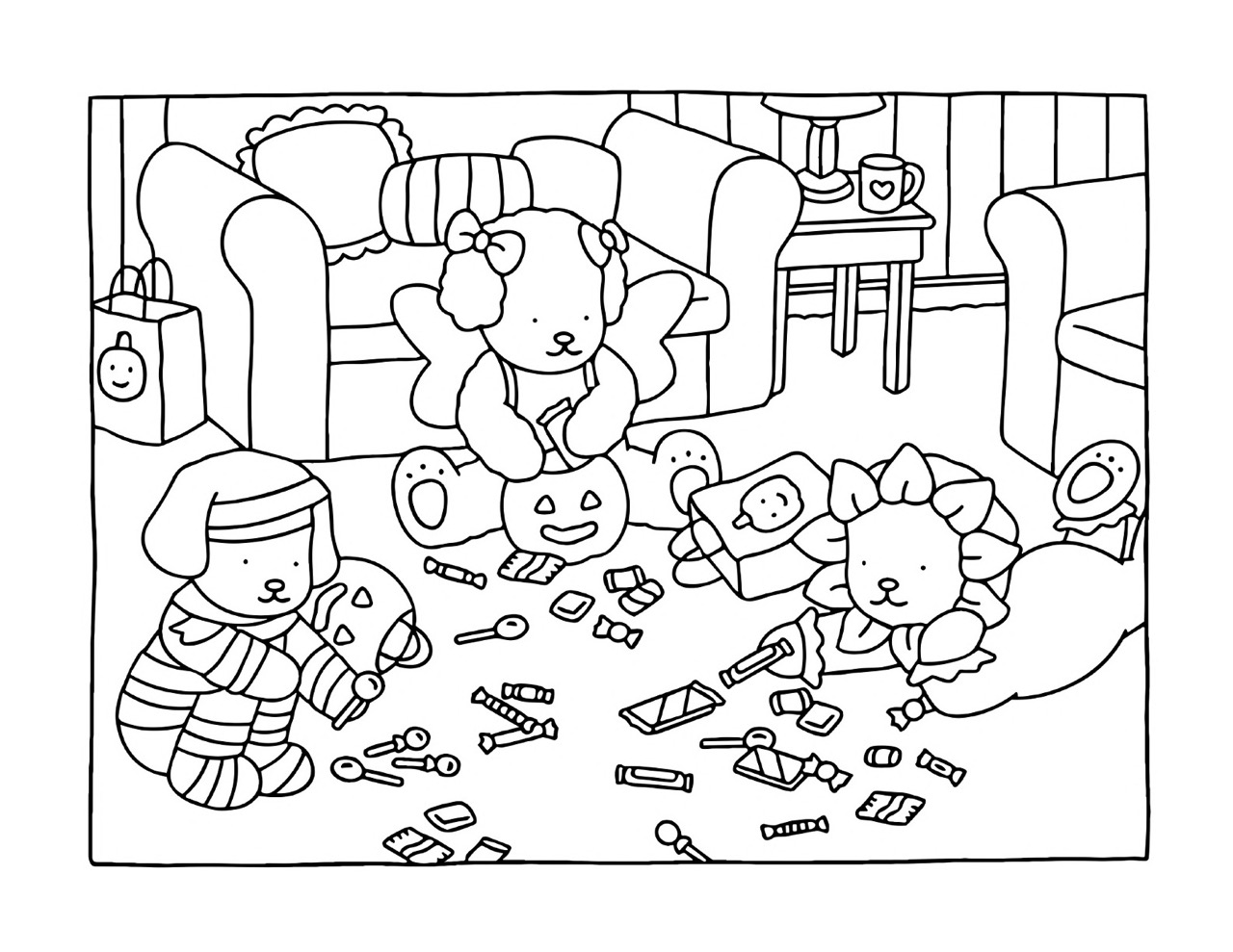 Desenho Bobbie Goods personagens brincando em casa para colorir