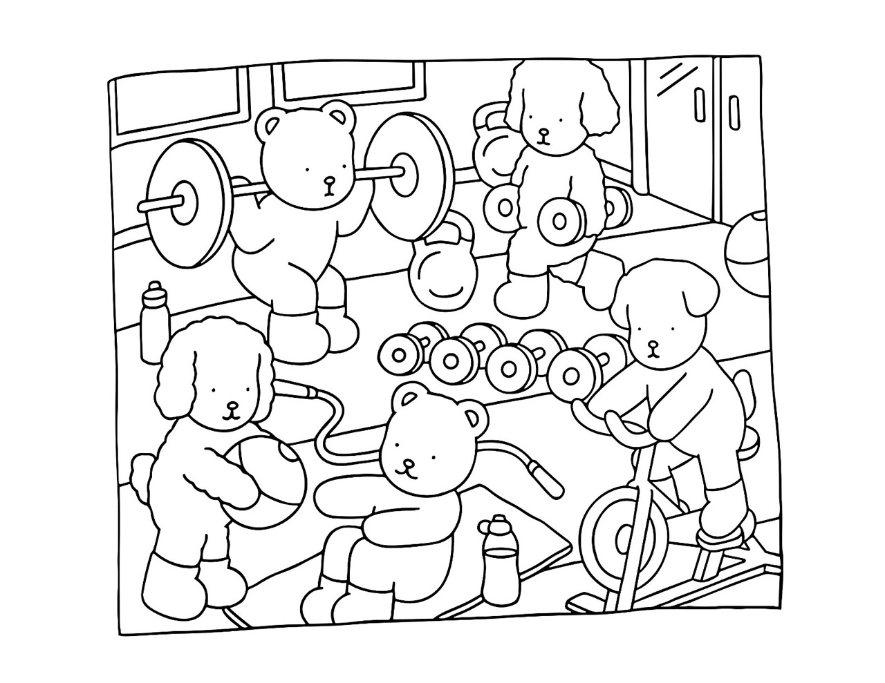 Desenho Bobbie Goods de animais malhando para colorir