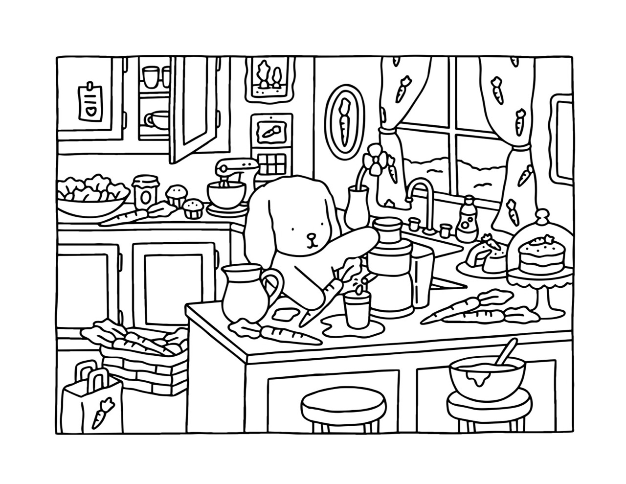 Desenho Bobbie Goods de um cachorro na cozinha para colorir