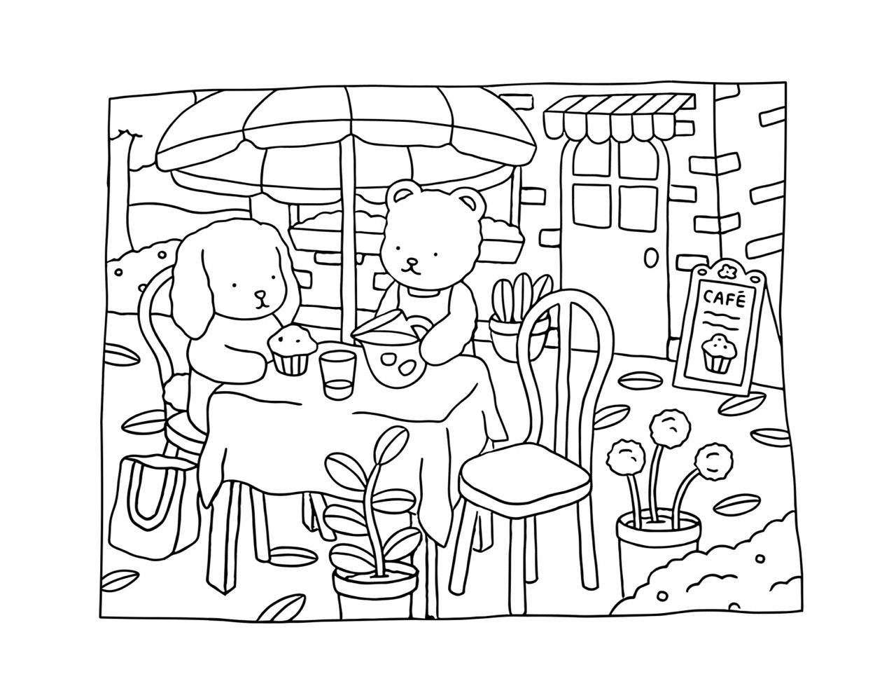 Desenho Bobbie Goods de animais em café para colorir