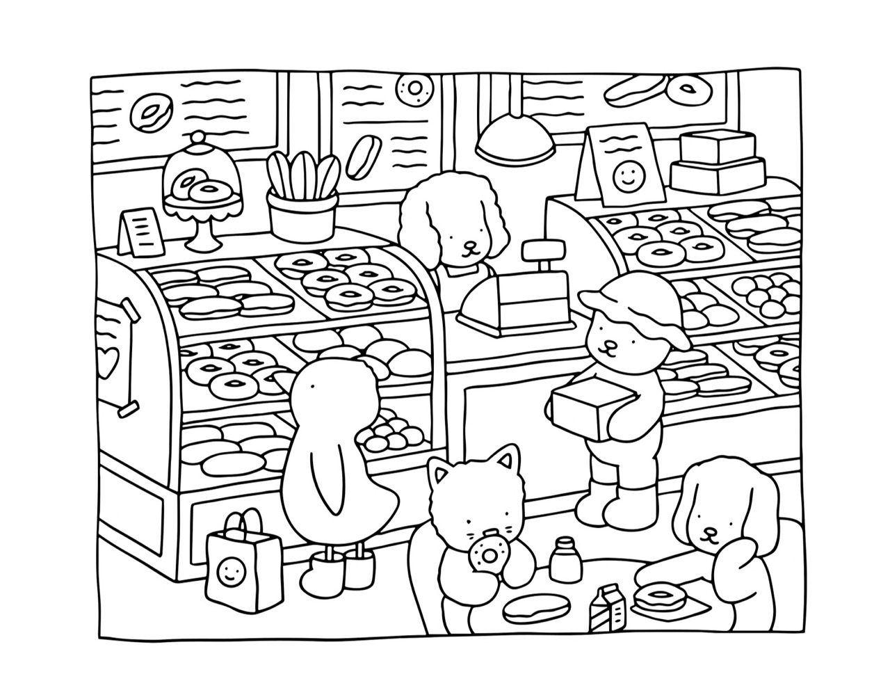 Desenho Bobbie Goods padaria com animais para colorir