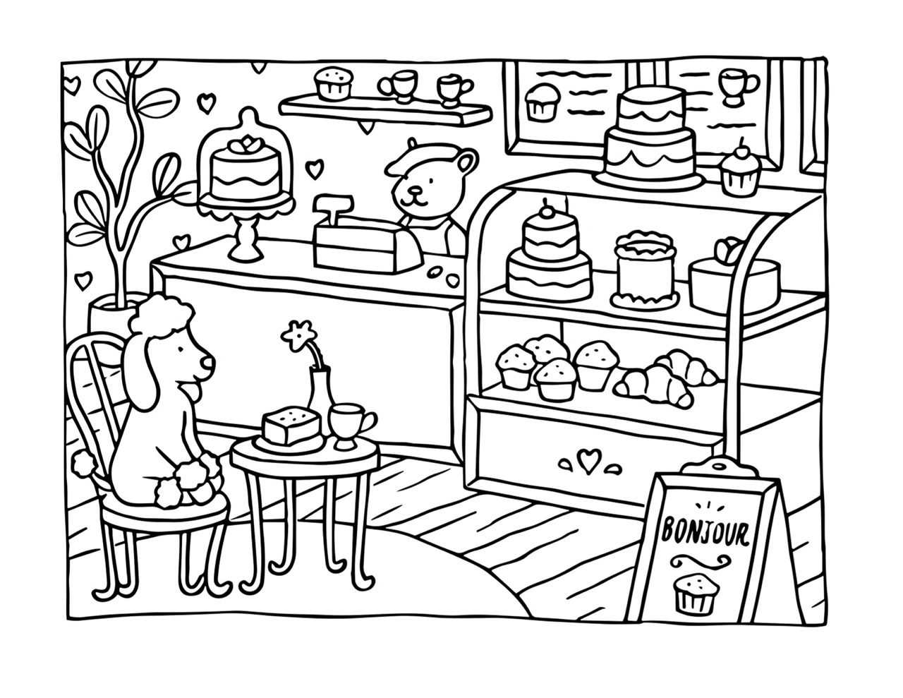 Desenho Bobbie Goods de uma cafeteria para colorir