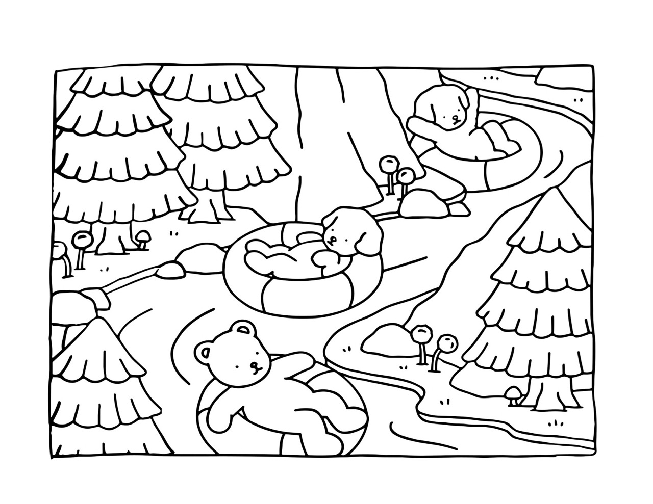 Desenho Bobbie Goods animais no rio para colorir