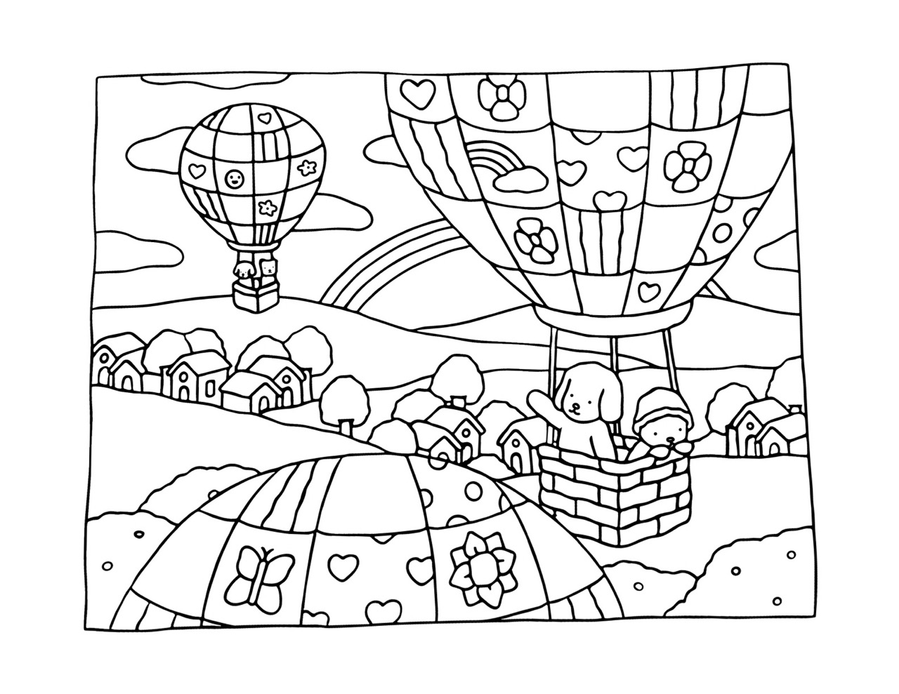 Desenho Bobbie Goods de balões e paisagem para colorir