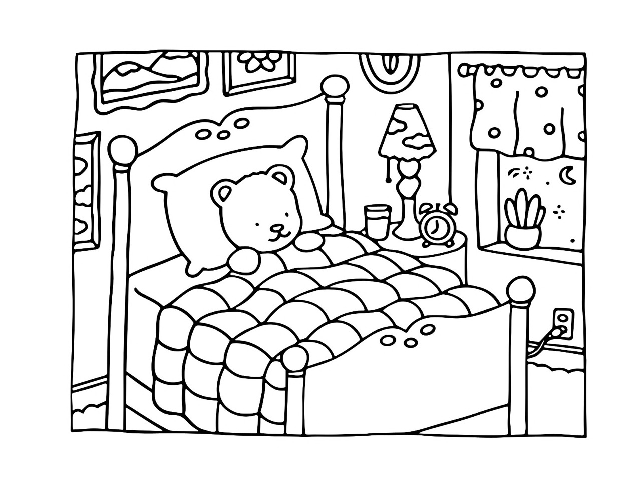 Desenho Bobbie Goods de quarto com urso para colorir