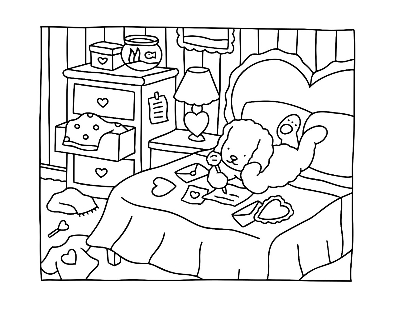 Desenho Bobbie Goods cachorro na cama para colorir