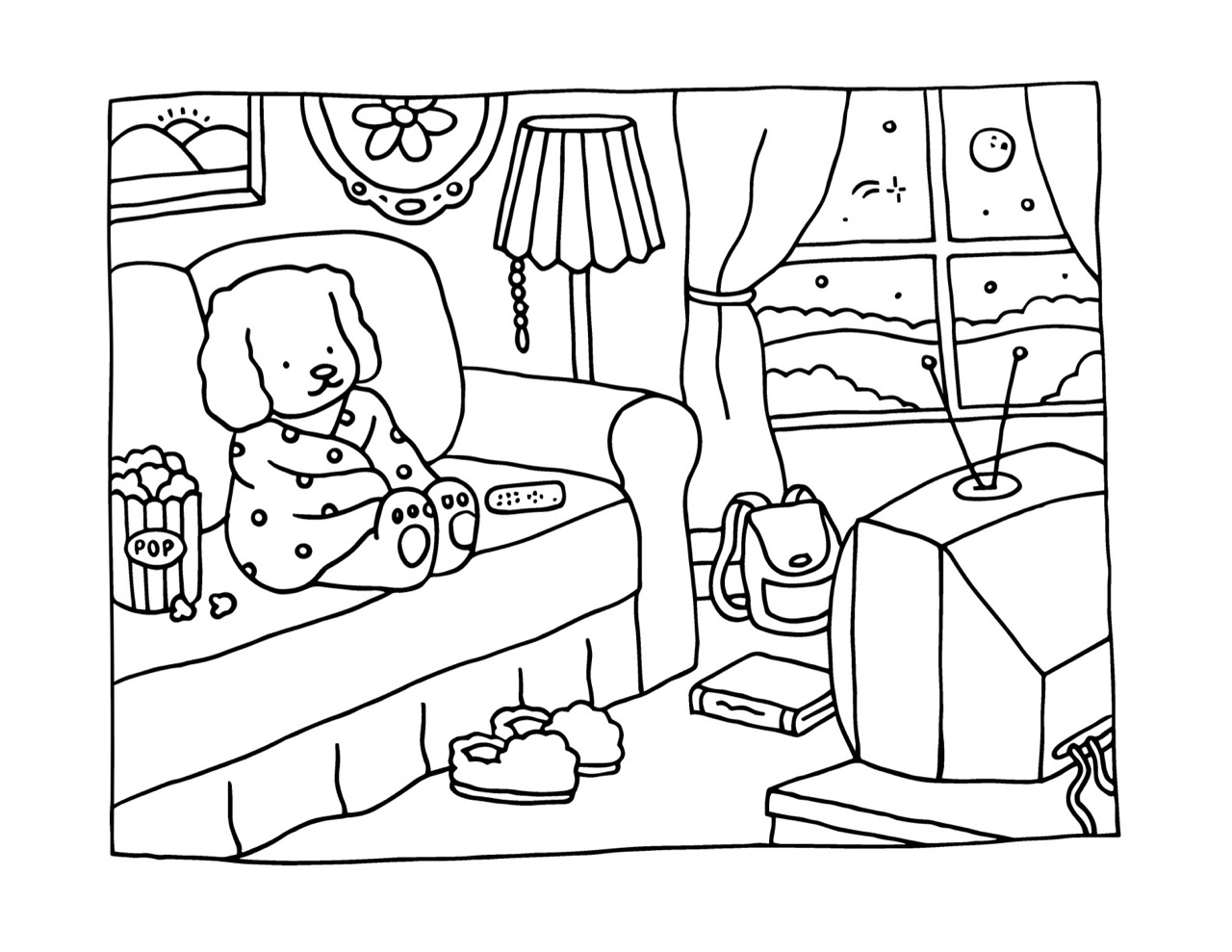 Desenho Bobbie Goods cachorro na sala para colorir