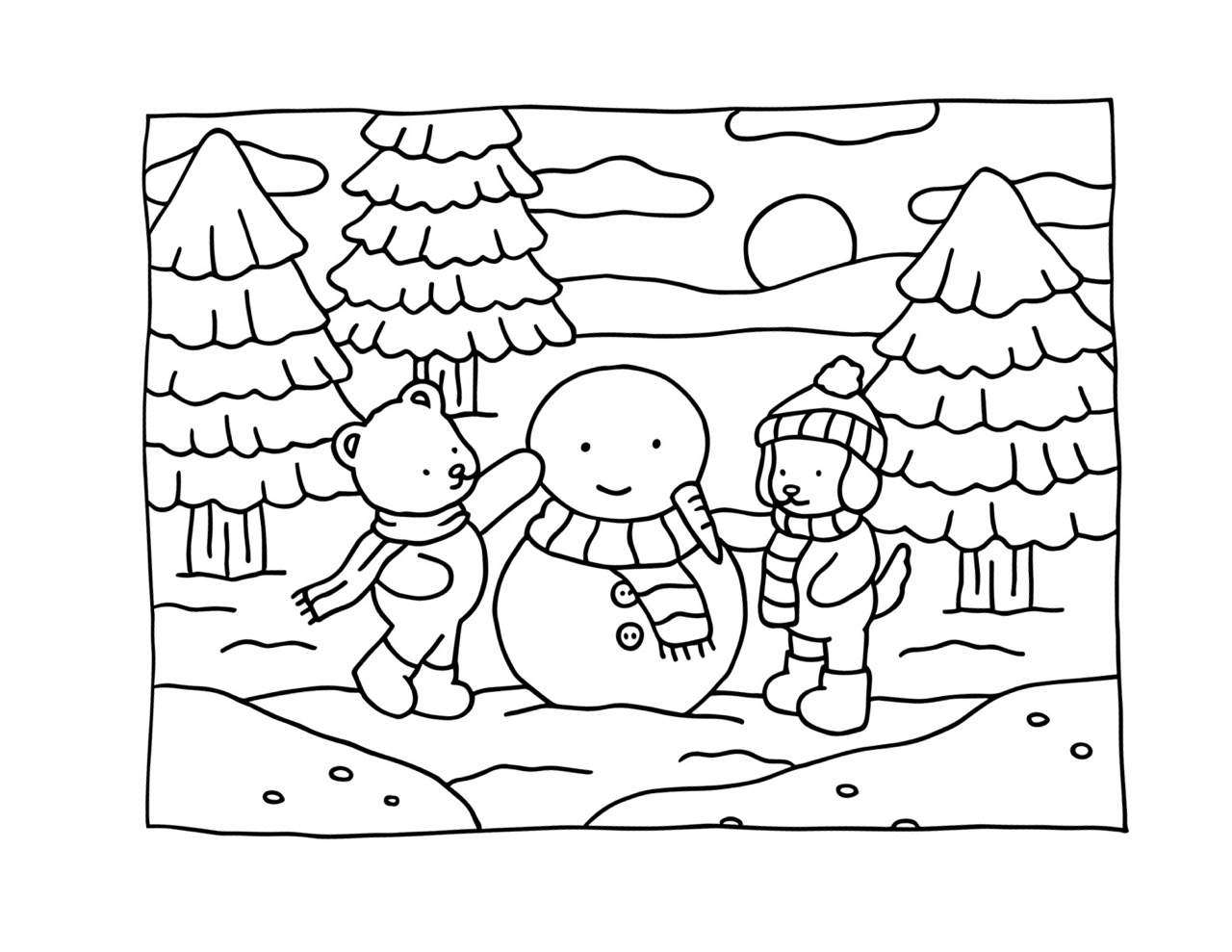 Desenho Bobbie Goods de ursos e boneco de neve para colorir