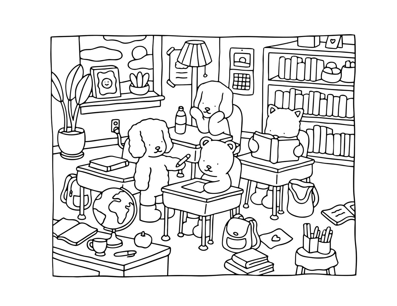 Desenho Bobbie Goods de animais em sala de aula para colorir