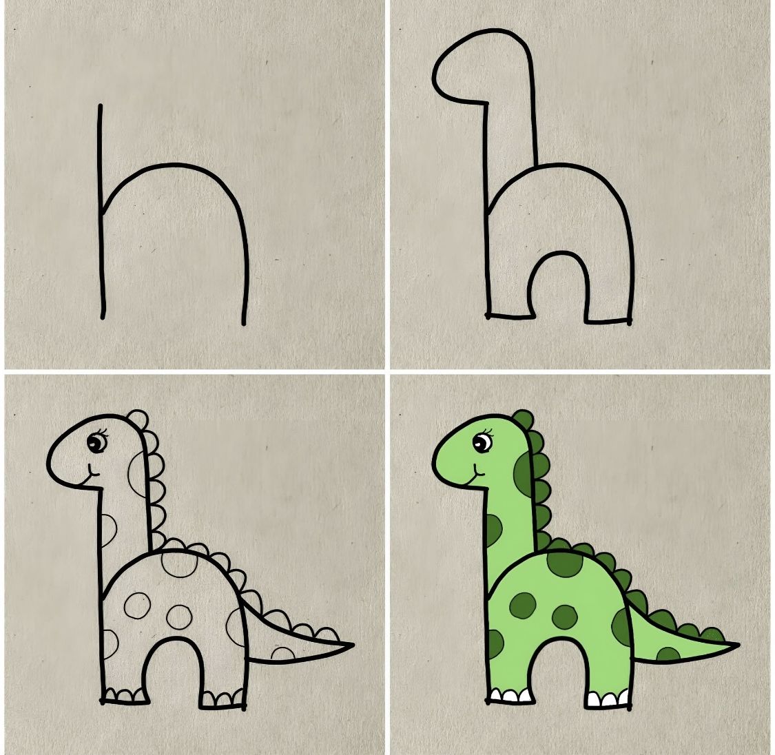 Desenho fácil: tutorial de dinossauro passo a passo.