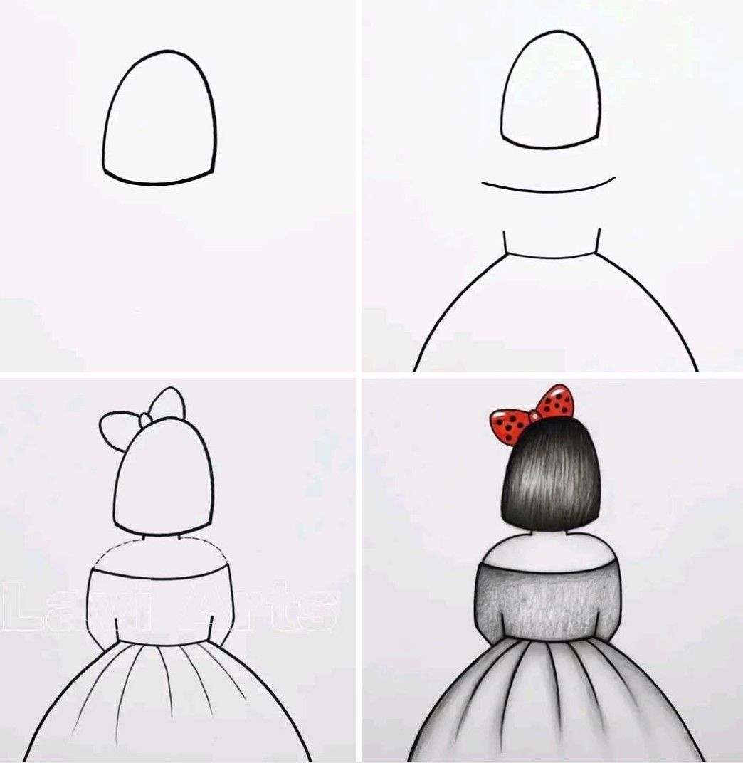 Desenhos Fáceis: Como desenhar uma boneca fofa a lápis