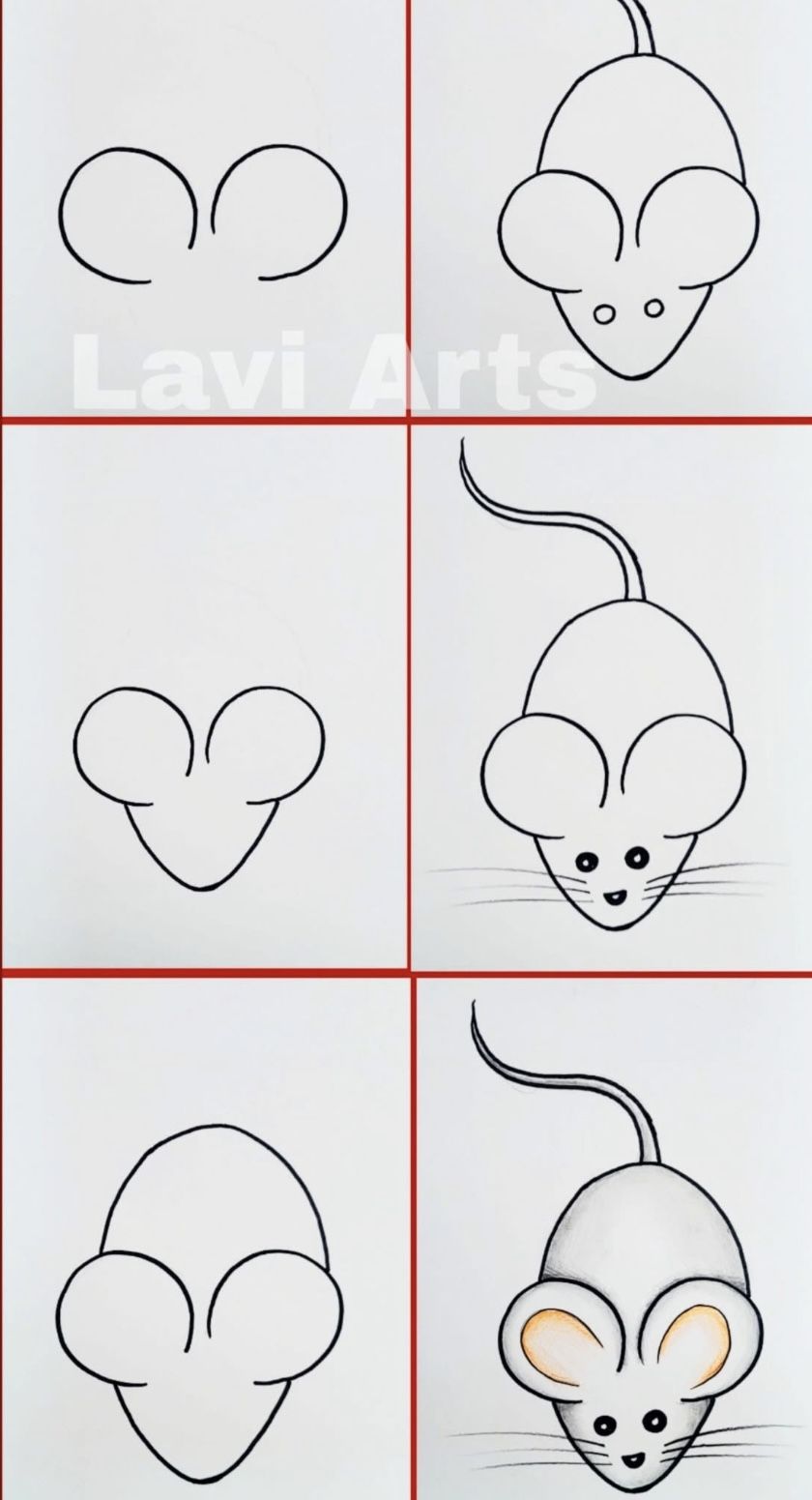 Desenhos Fáceis: Como desenhar um Rato fofo a lápis