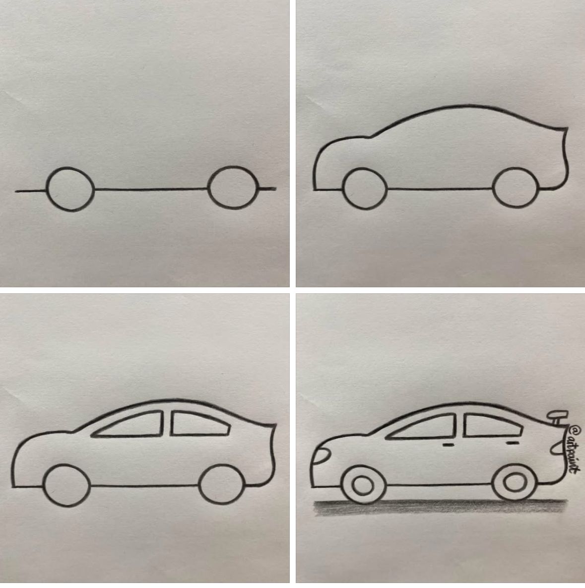 Desenhos Fáceis: Como desenhar um carro simples a lápis