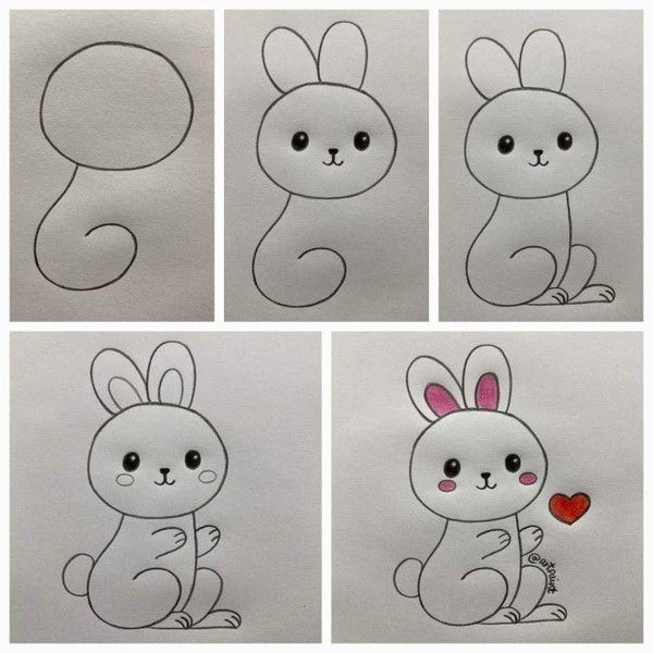 Desenhos Fáceis: Como desenhar um coelho fofo a lápis