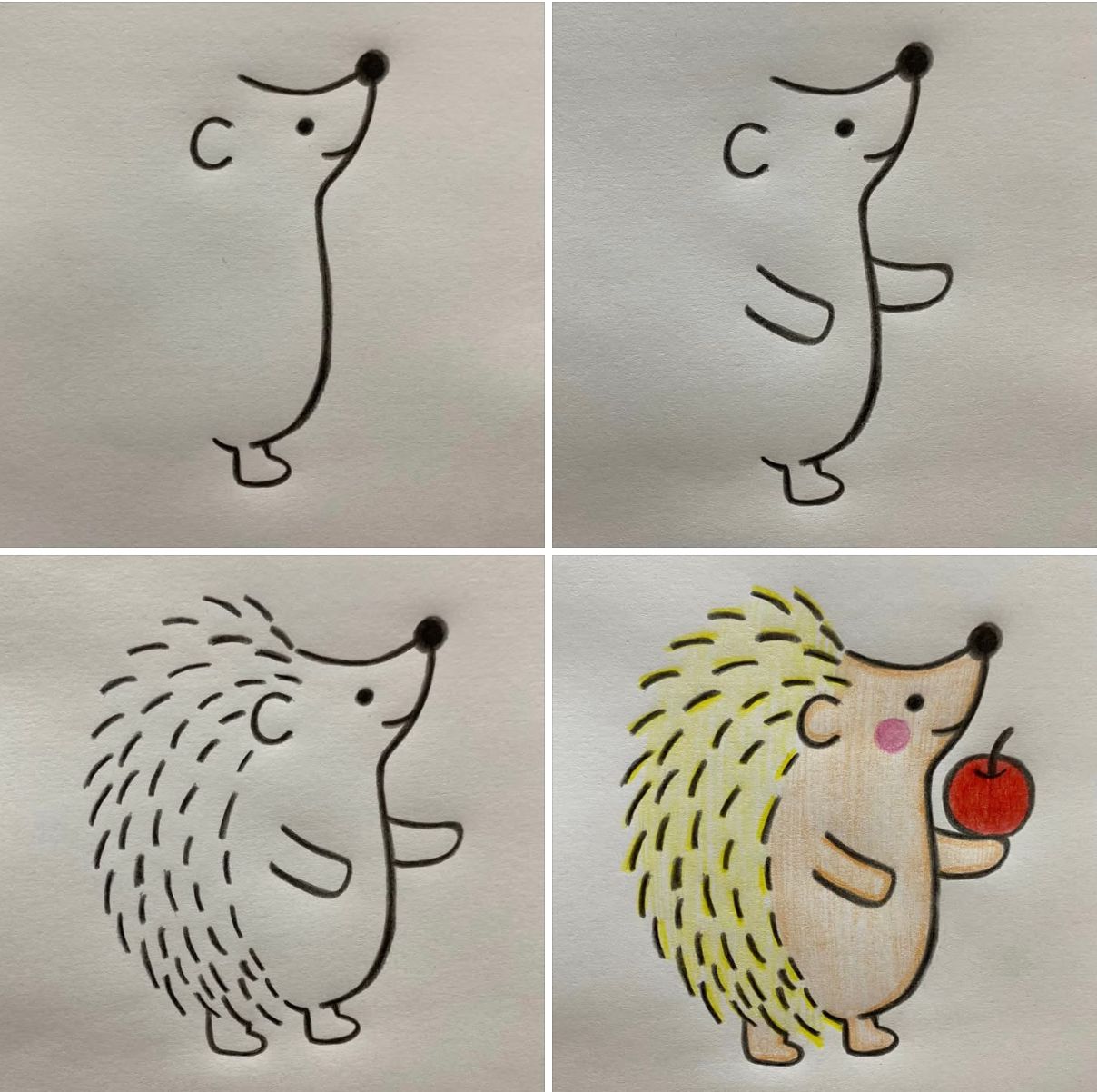 Desenhos Fáceis: Como desenhar um ouriço-cacheiro fofo