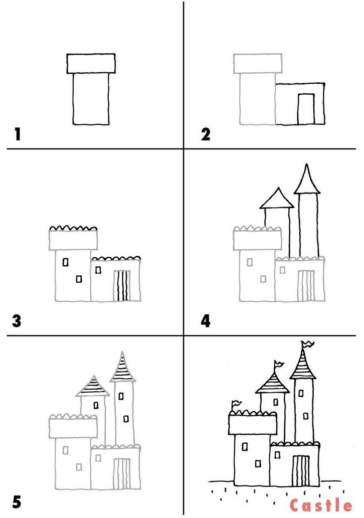 Desenhos Fáceis: Como desenhar um castelo simples a lápis