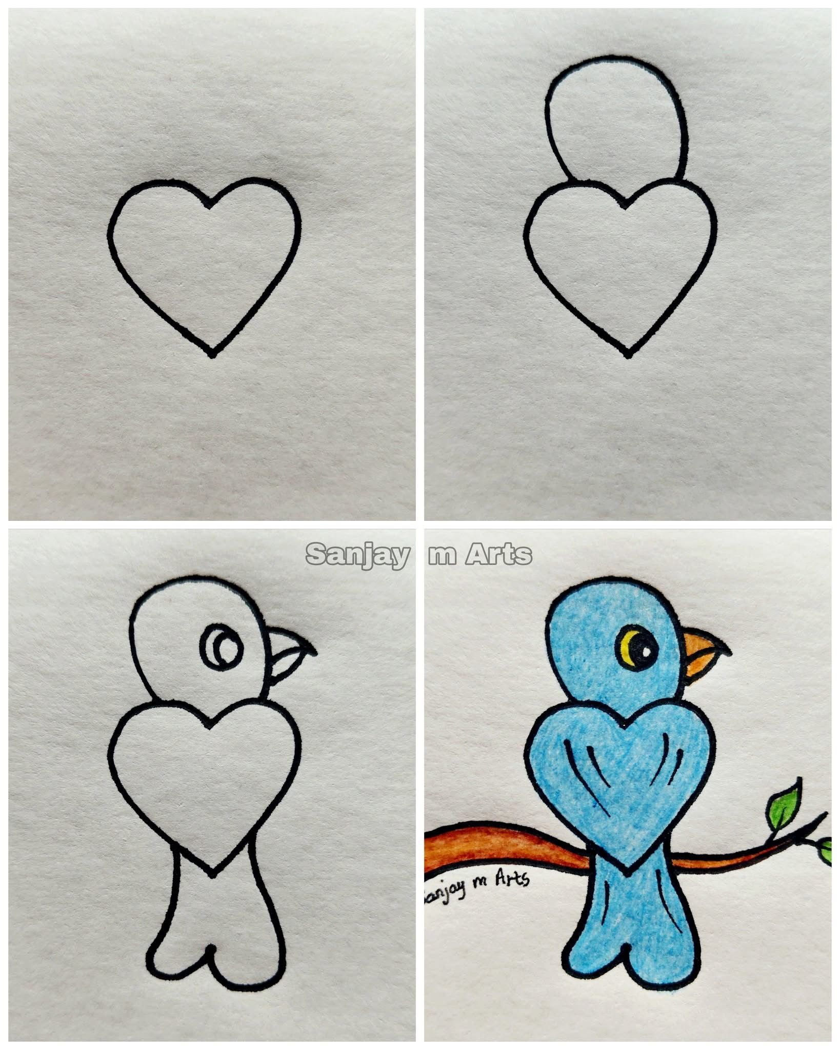 Desenhos Fáceis: Como desenhar um passarinho fofo