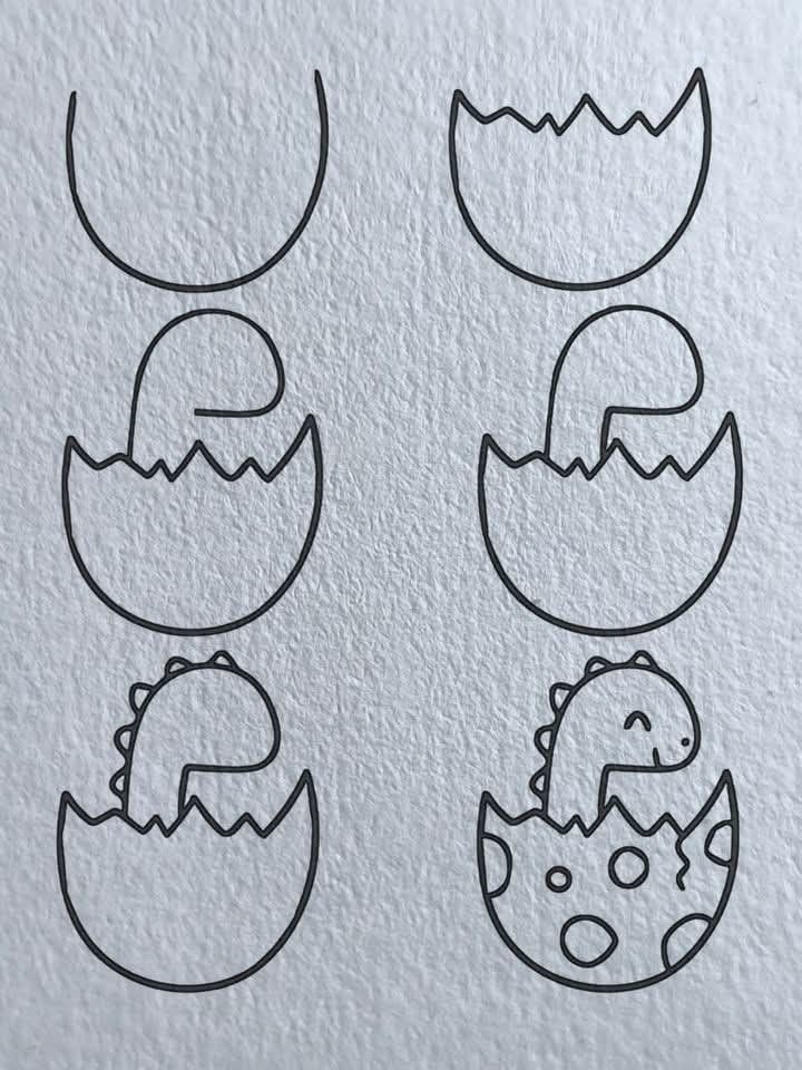 Desenhos Fáceis: Como desenhar um dinossauro fofo