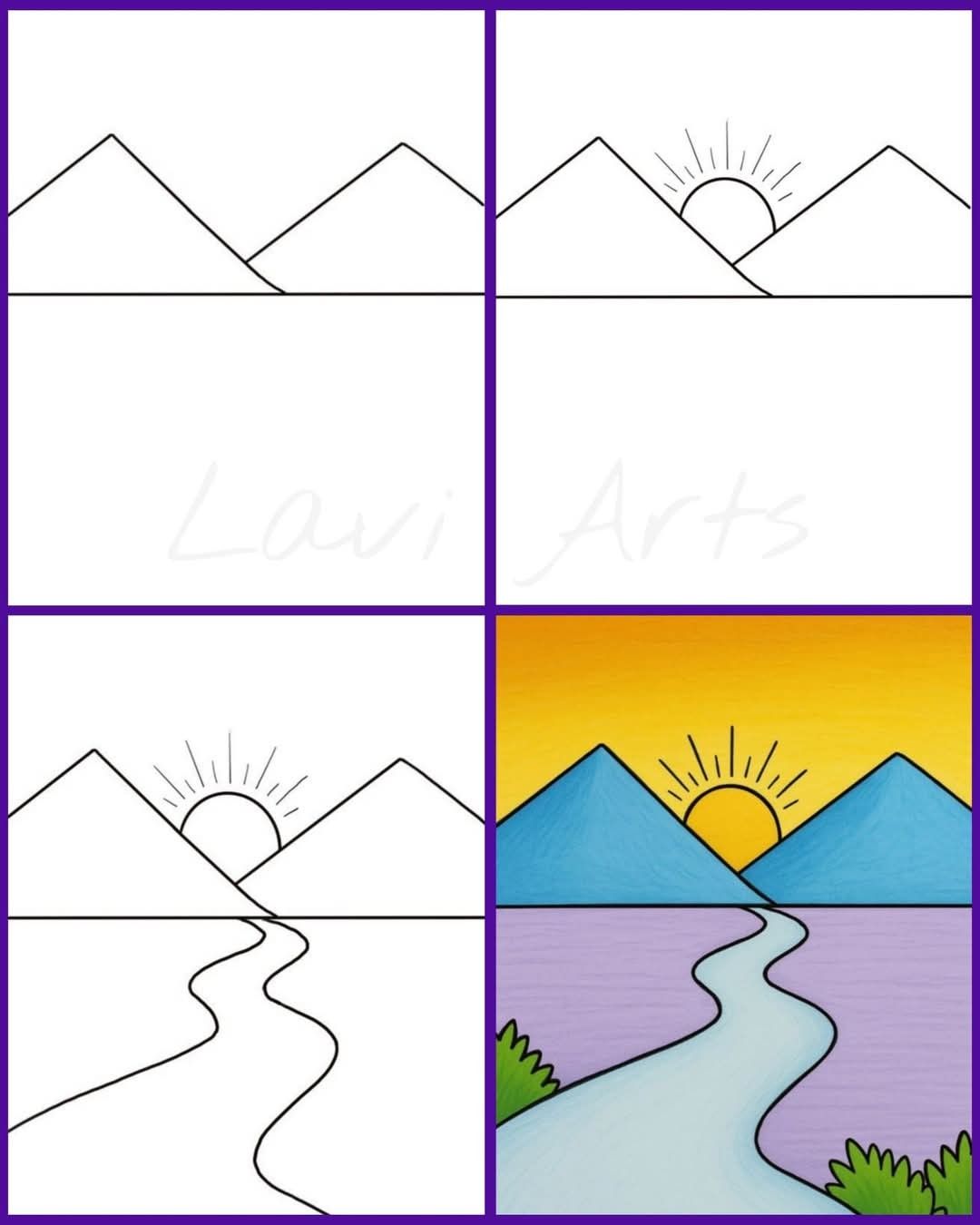 Desenhos Fáceis: Como desenhar uma paisagem montanhosa