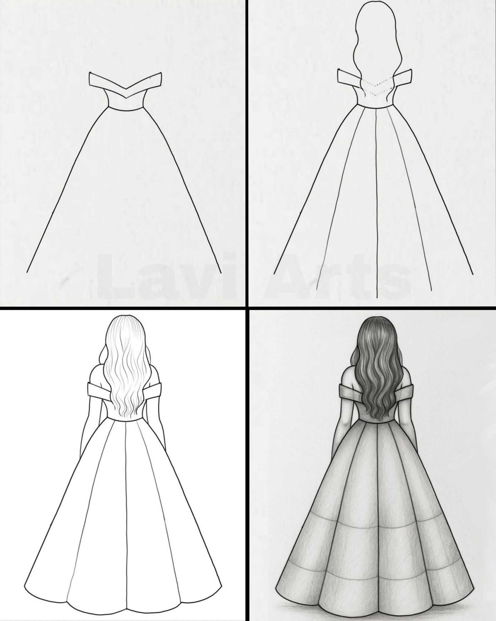 Desenhos Fáceis: Como desenhar um Vestido feminino simples