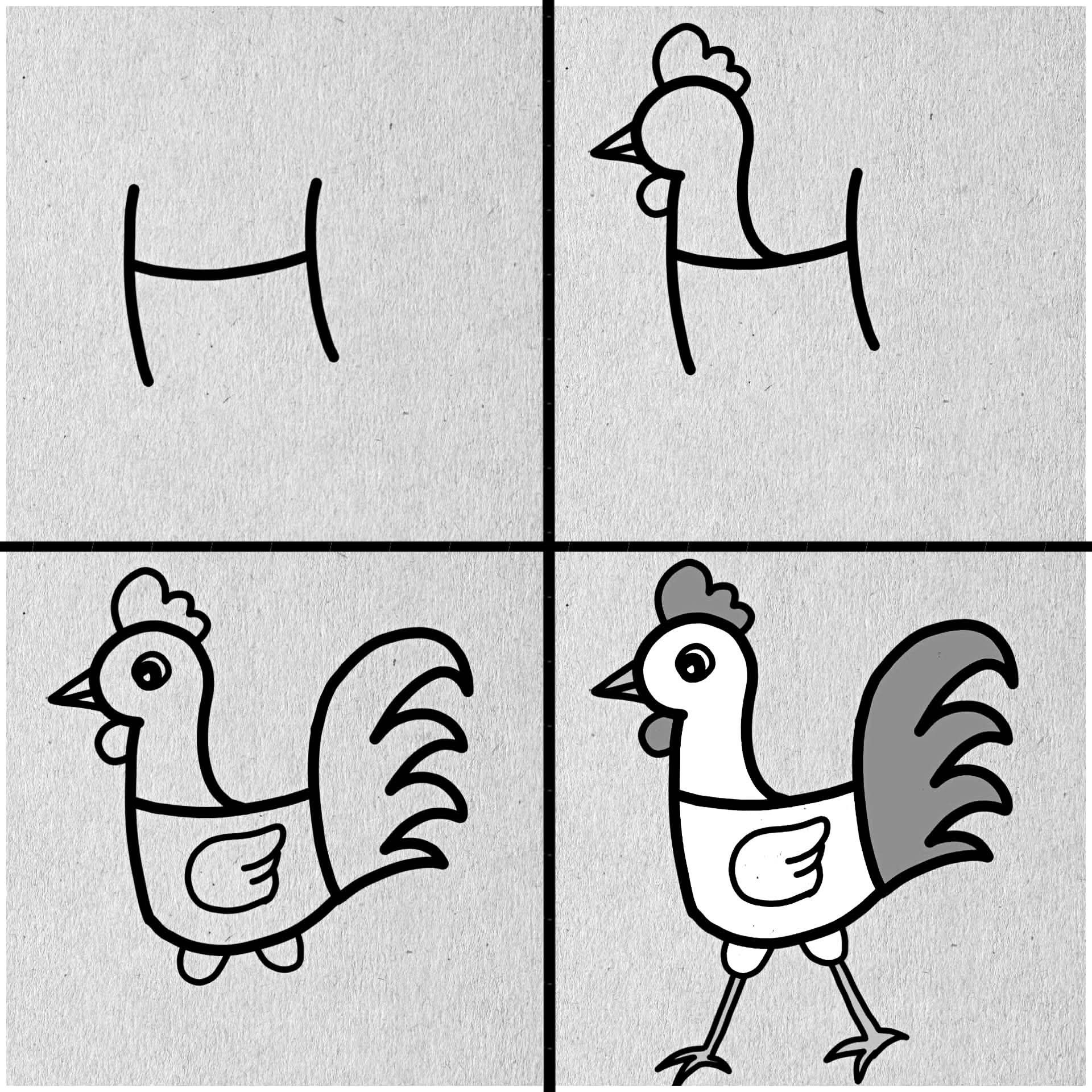 Desenhos Fáceis: Como desenhar uma galinha fofa a lápis