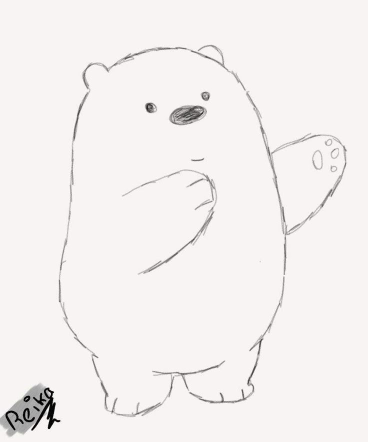 Desenho Fácil para Desenhar: Urso fofo levantando a pata