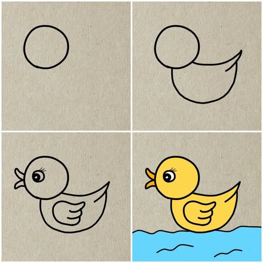 Desenhos Fáceis: Como desenhar um pato fofo a lápis