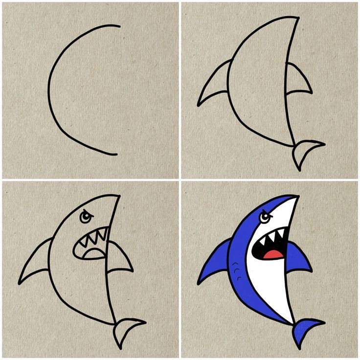 Desenhos Fáceis: Como desenhar um Tubarão fofo a lápis