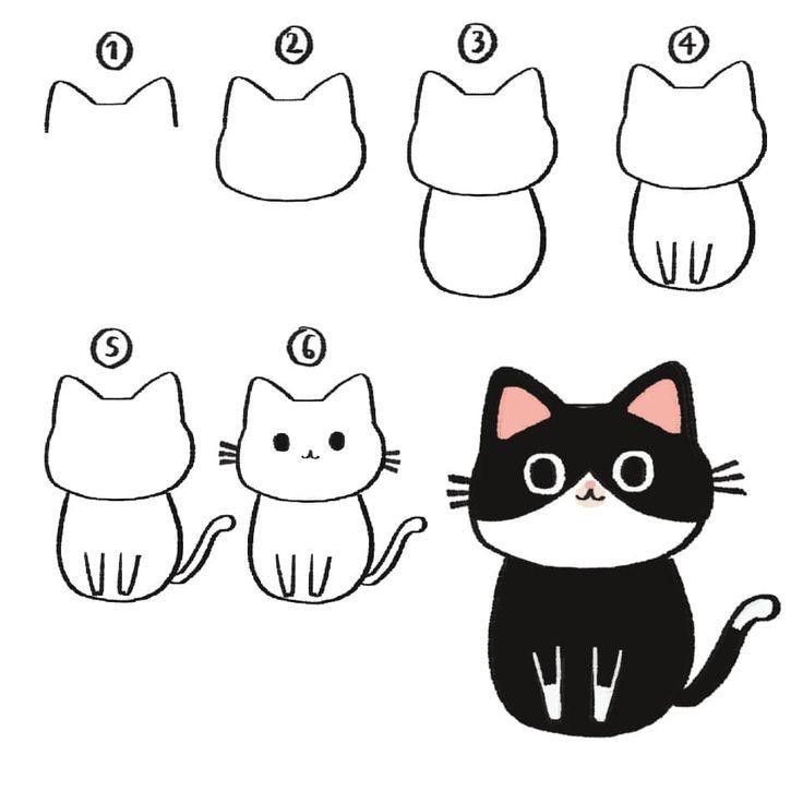 Desenhos Fáceis: Como desenhar um Gato fofo simples