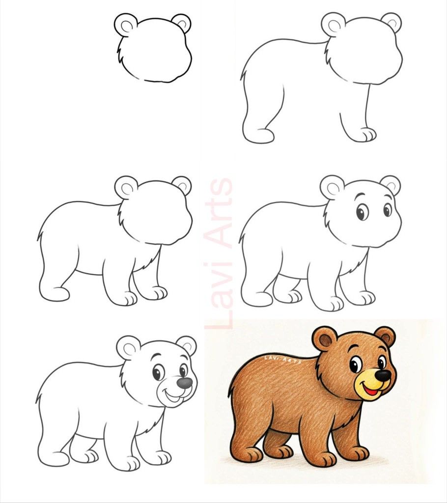 Desenhos Fáceis: Como desenhar um Urso fofo a lápis