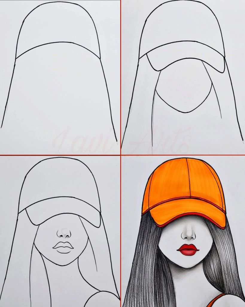 Desenhos Fáceis: Como desenhar uma jovem com boné